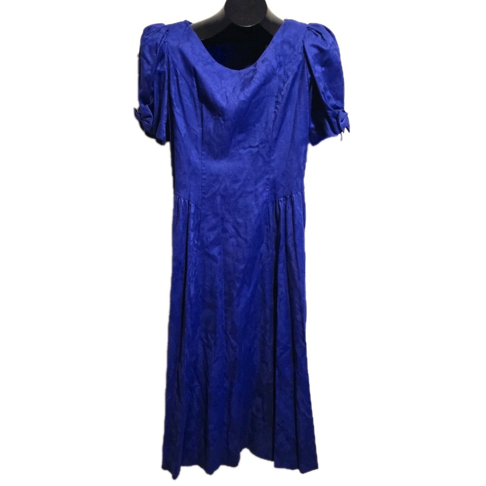 Lanz Originals Vintage Women's Blue‎ Cottagecore Floral Patterned Dress USA Made
